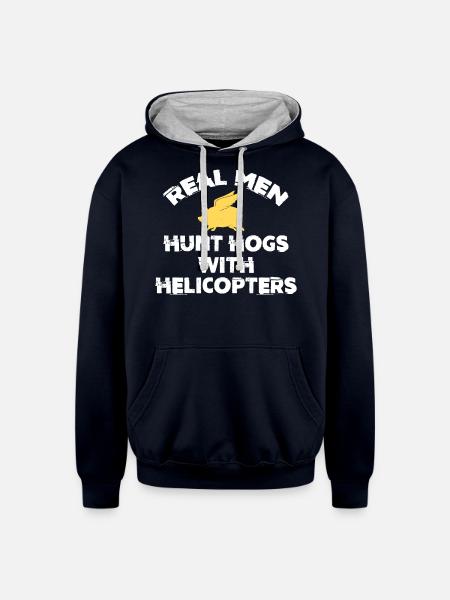 Hog Hunting, boar hunter - Unisex Contrast Hoodie - navy/heather gray