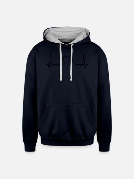 Heartbeat Wrestling ECG Wrestle Wrestler - Unisex Contrast Hoodie - navy/heather gray