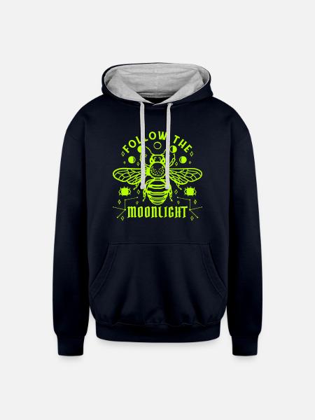 Magic Bee - Unisex Contrast Hoodie - navy/heather gray