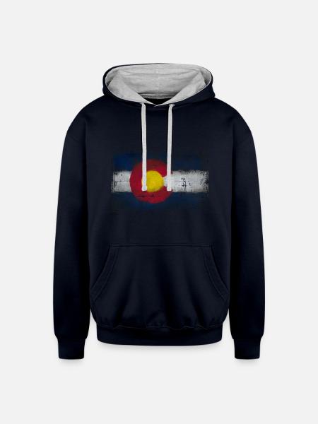 colorado colors - Unisex Contrast Hoodie - navy/heather gray