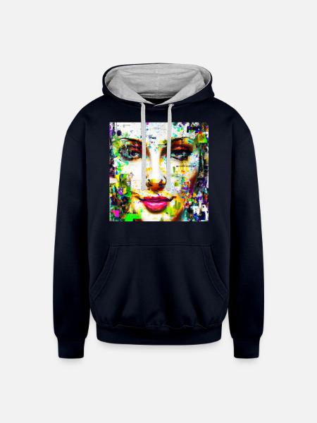 MY VOICE - Unisex Contrast Hoodie - navy/heather gray
