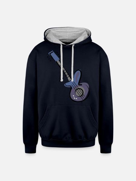 Guitar - Unisex Contrast Hoodie - navy/heather gray