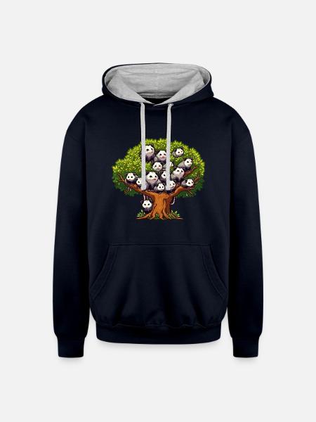Opossums Tree - Unisex Contrast Hoodie - navy/heather gray