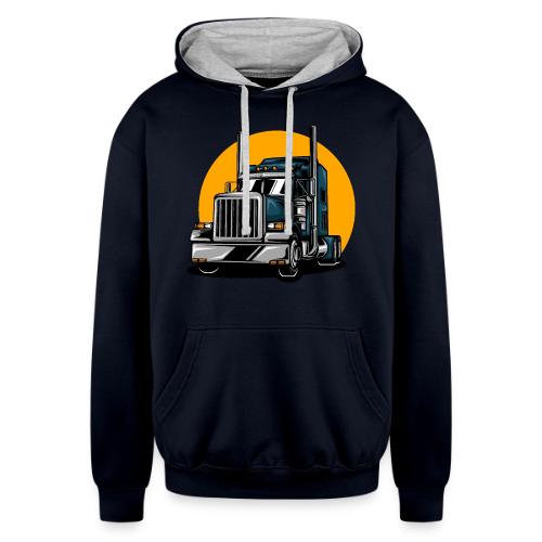 Tractor Trailer - Unisex Contrast Hoodie