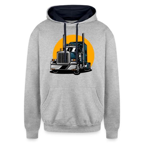 Tractor Trailer - Unisex Contrast Hoodie