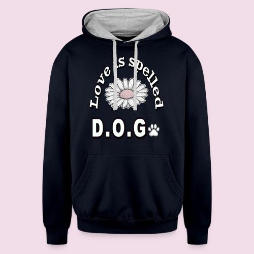 Love is Spelled D.O.G. | Cute Dog Lover Design - Unisex Contrast Hoodie