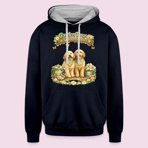 Garden Days & Goldendoodles Cozy Dog Lovers Design - Unisex Contrast Hoodie