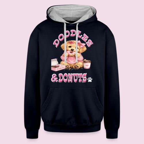 Doodles & Doughnut Cozy Dog Mom Design - Unisex Contrast Hoodie