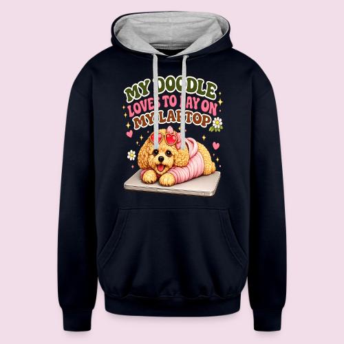 My Laptop Belongs to My Doodle - Unisex Contrast Hoodie