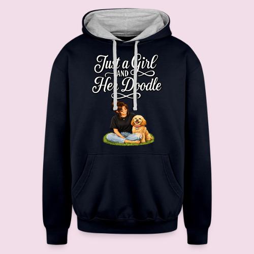 Just a Girl and Her Doodle | Dog Mom Design - Unisex Contrast Hoodie