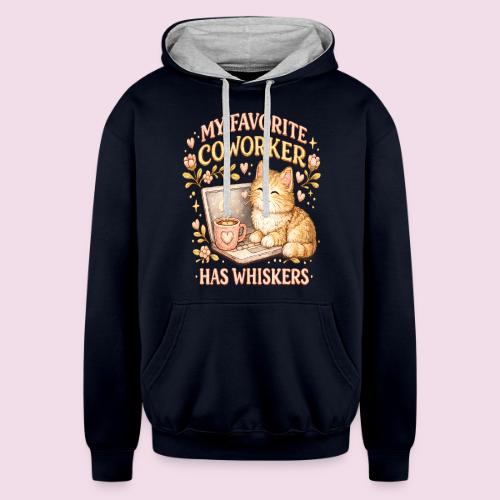 My Favorite Coworker Has Whiskers Faux Stitched - Unisex Contrast Hoodie