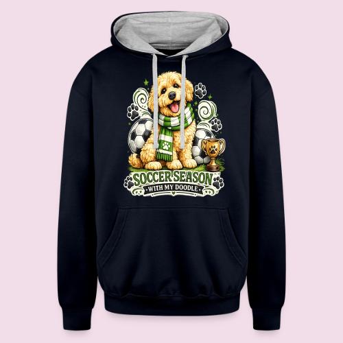 Soccer Season With My Doodle Goldendoodle Dog - Unisex Contrast Hoodie