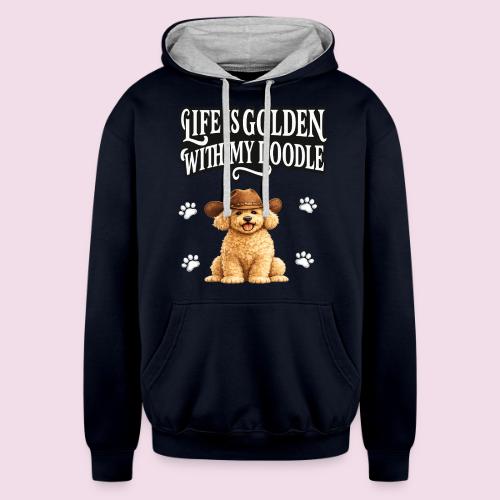 Life Is Golden With My Doodle Cowboy Goldendoodle - Unisex Contrast Hoodie