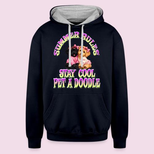 Summer Rules Stay Cool Pet A Doodle Cute Doodle - Unisex Contrast Hoodie