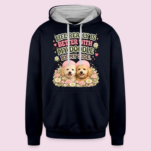 Life Really Is Better With My Doodle By My Side - Unisex Contrast Hoodie