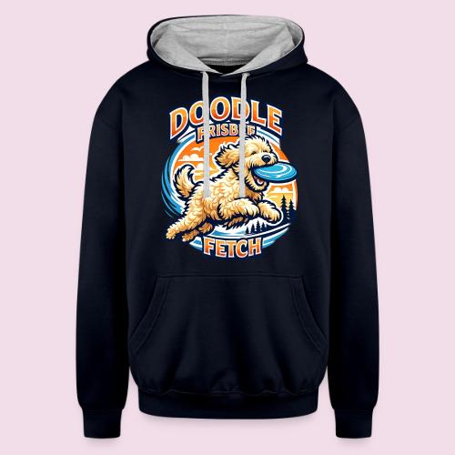 Doodle Frisbee Fetch | Goldendoodle Dog Lover - Unisex Contrast Hoodie