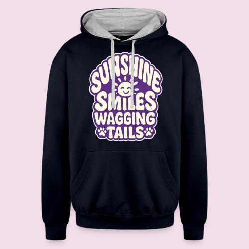Sunshine Smiles Wagging Tails - Unisex Contrast Hoodie