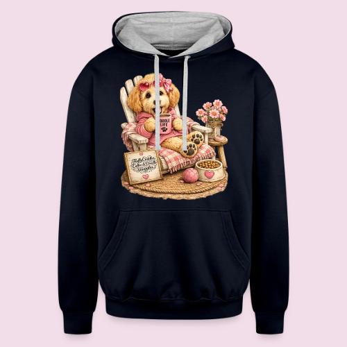 Just Enjoying Life Doodle Dog - Unisex Contrast Hoodie