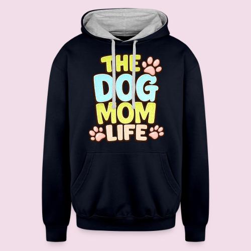 The Dog Mom Life Retro Vintage Dog Lover - Unisex Contrast Hoodie