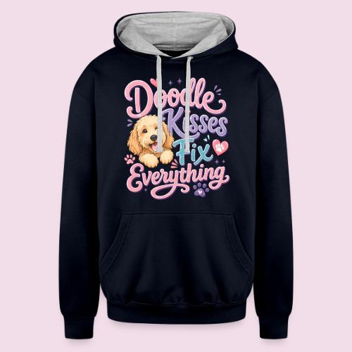 Doodle Kisses Fix Everything Dog Lover Gift - Unisex Contrast Hoodie