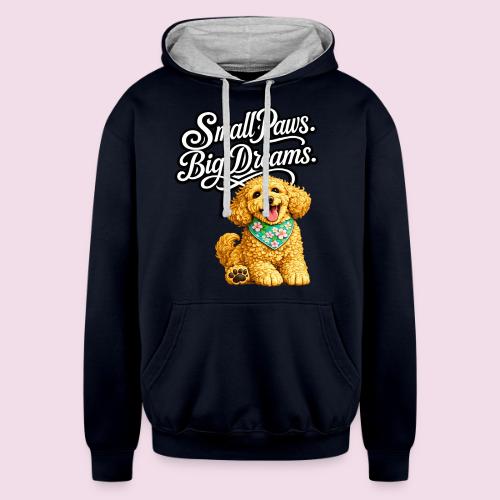Small Paws Big Dreams Goldendoodle Puppy - Unisex Contrast Hoodie