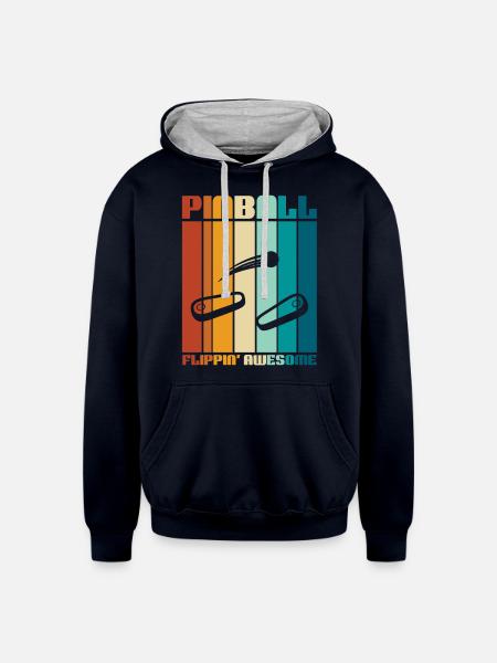 Pinball Flipping Awesome - Unisex Contrast Hoodie - navy/heather gray