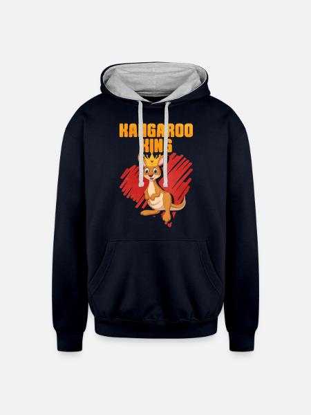 Kangaroo King - Unisex Contrast Hoodie - navy/heather gray