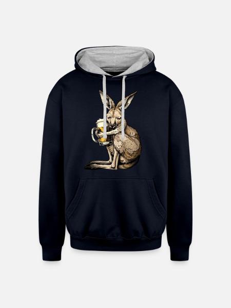 Kangaroo - Unisex Contrast Hoodie - navy/heather gray