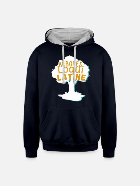 arbores loqui latine - Unisex Contrast Hoodie - navy/heather gray