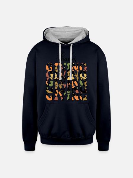 Thanks Giving - Unisex Contrast Hoodie - navy/heather gray