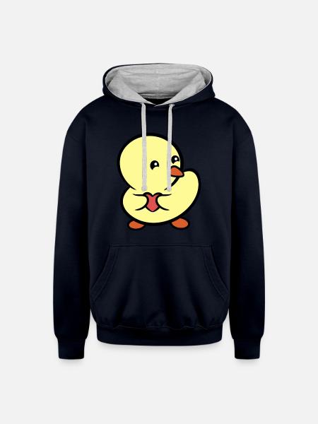 Duckie Stole Your Heart - Unisex Contrast Hoodie - navy/heather gray