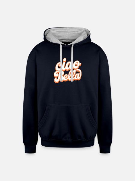 Ciao Bella - Unisex Contrast Hoodie - navy/heather gray