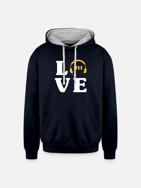 Love 911 Dispatcher - Unisex Contrast Hoodie - navy/heather gray