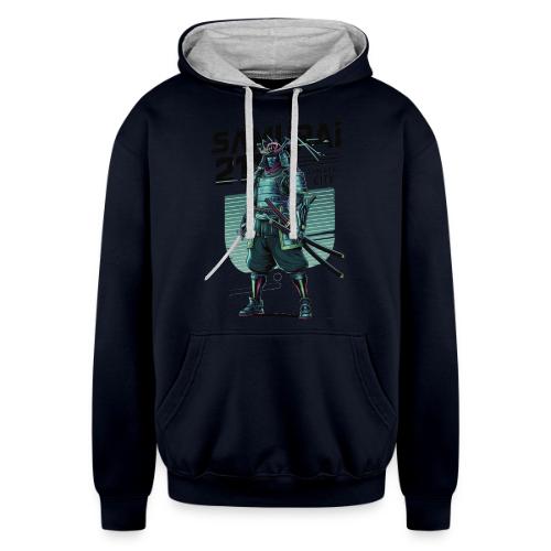 Cyber Samurai 2110: Glowing Katana Warrior - Unisex Contrast Hoodie