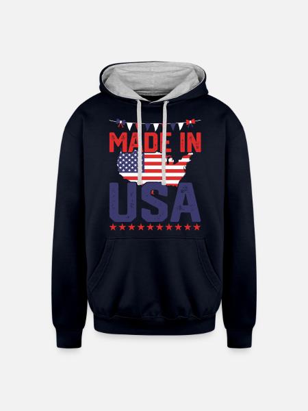 4th of july - Unisex Contrast Hoodie - navy/heather gray