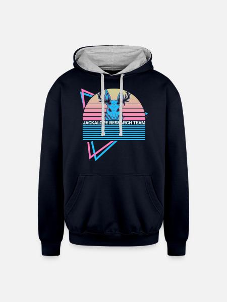 Jackalope Retro Cryptid - Unisex Contrast Hoodie - navy/heather gray