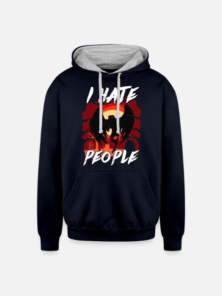 Mothman Cryptid Cryptozoology - Unisex Contrast Hoodie - navy/heather gray