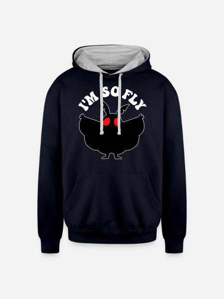 Mothman Cryptid Cryptozoology - Unisex Contrast Hoodie - navy/heather gray