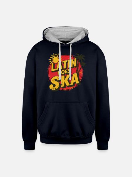 Latin Goes Ska - Unisex Contrast Hoodie - navy/heather gray