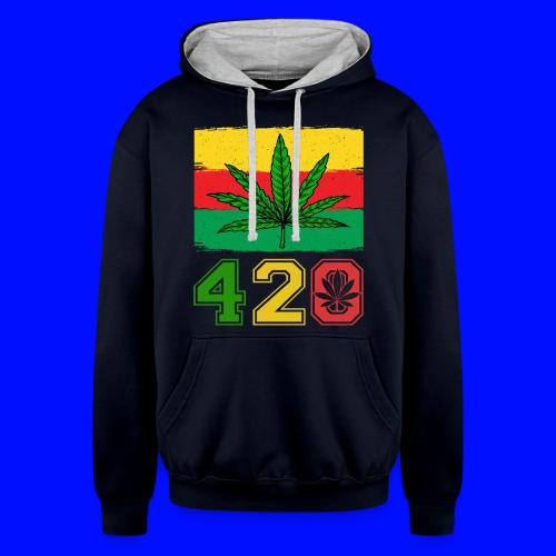 Farcical 420 Herb Flag Weed Marijuana Design - Unisex Contrast Hoodie