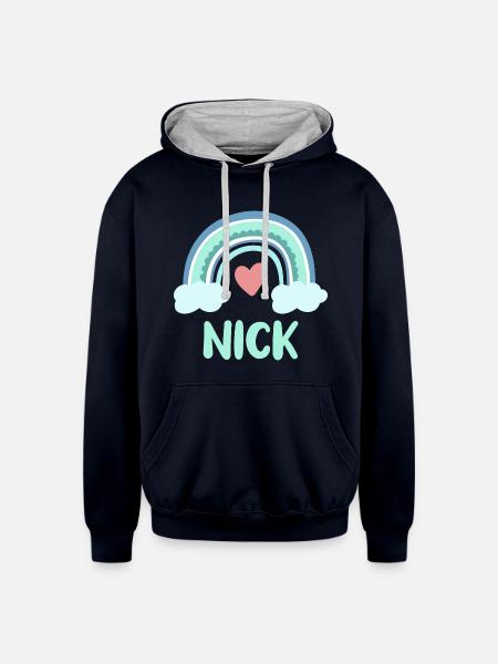 Nick Name Rainbow Baby - Unisex Contrast Hoodie - navy/heather gray