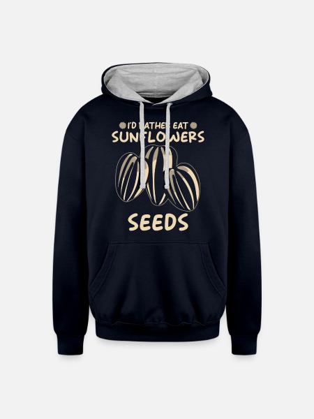 Sunflower Seeds - Unisex Contrast Hoodie - navy/heather gray