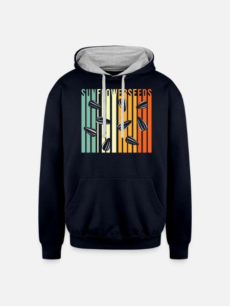 Sunflower Seeds - Unisex Contrast Hoodie - navy/heather gray