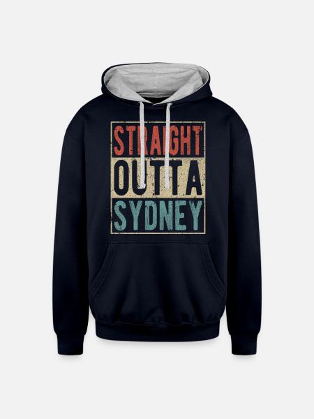 Straight outta Sydney - Unisex Contrast Hoodie - navy/heather gray