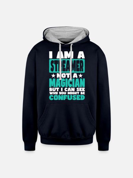 Streamer - Unisex Contrast Hoodie - navy/heather gray