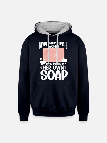 Soap Making Soap Maker - Unisex Contrast Hoodie - navy/heather gray