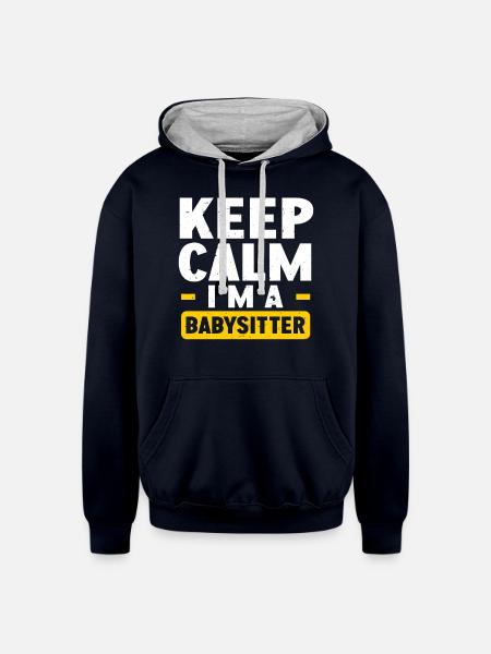 Babysitter Babysitting - Unisex Contrast Hoodie - navy/heather gray