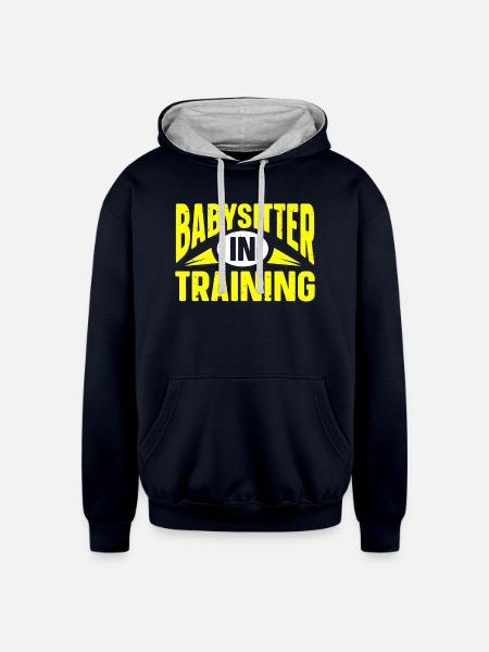 Babysitter Babysitting - Unisex Contrast Hoodie - navy/heather gray