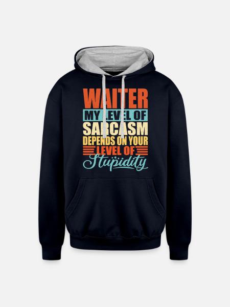 Waiter sarcasm Waiter - Unisex Contrast Hoodie - navy/heather gray