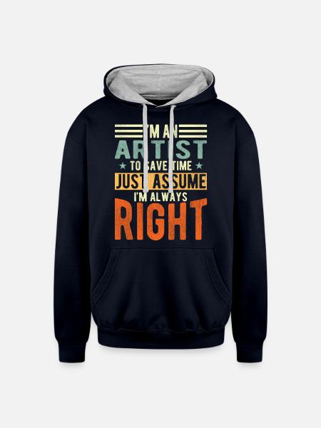 Artist - Unisex Contrast Hoodie - navy/heather gray